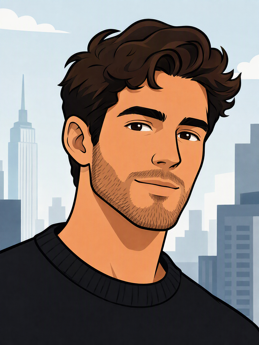 Illustrated AI avatar created from a portrait