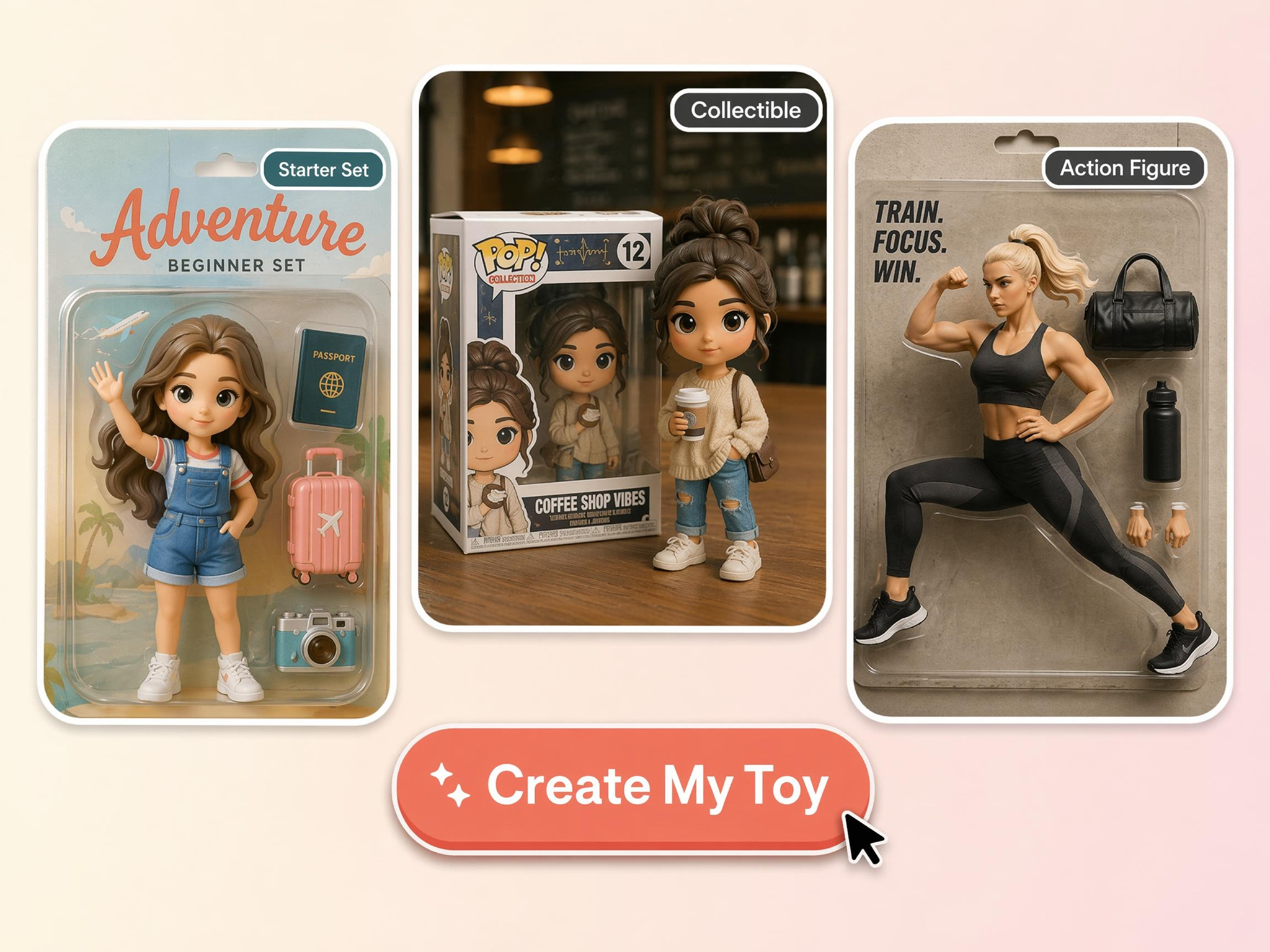 Create toy visuals for launches, promos, and ads.