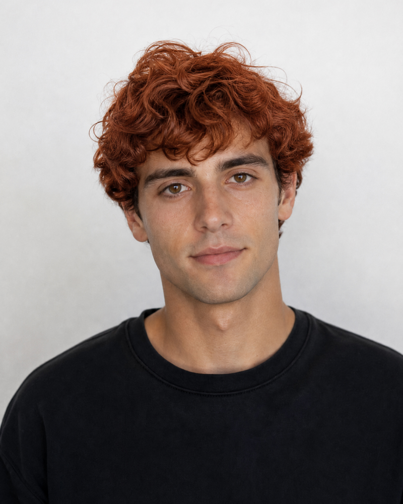 AI copper auburn hair color preview on the original portrait