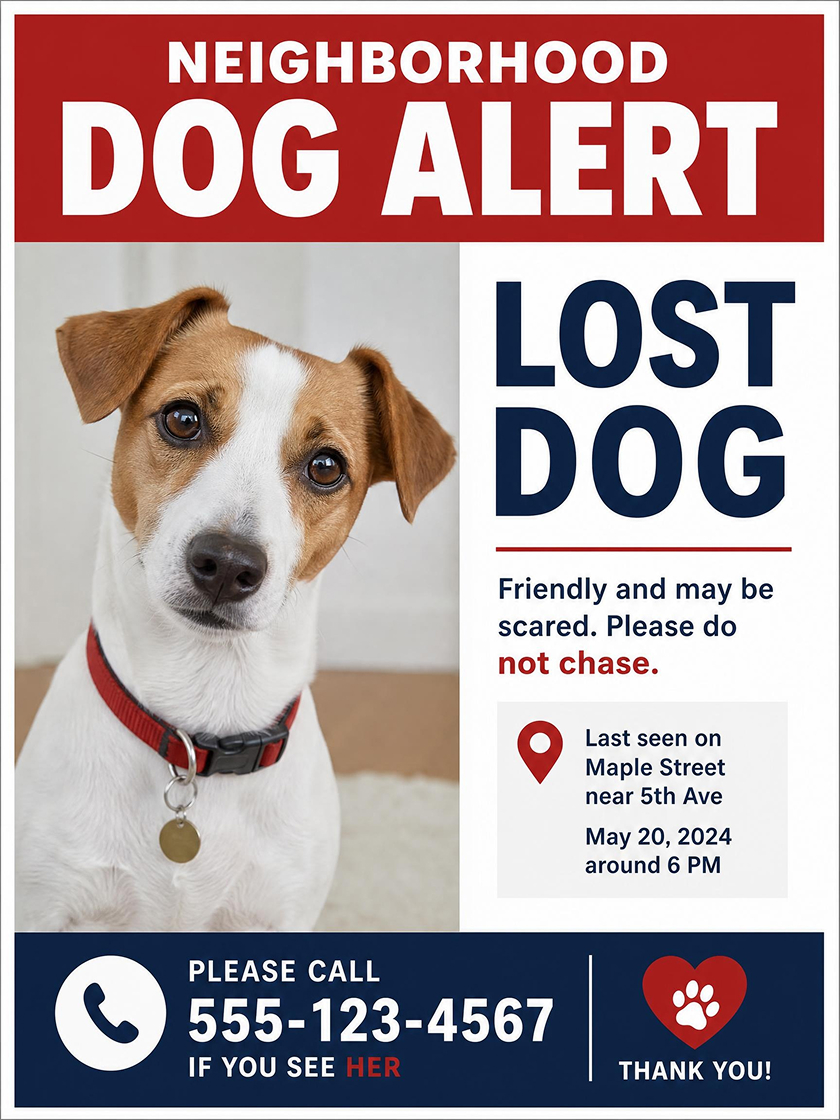 AI Generated Lost Dog Poster