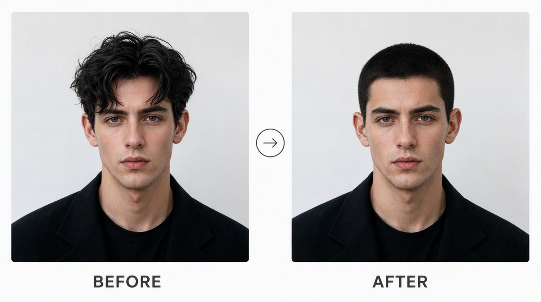 buzz cut before after image