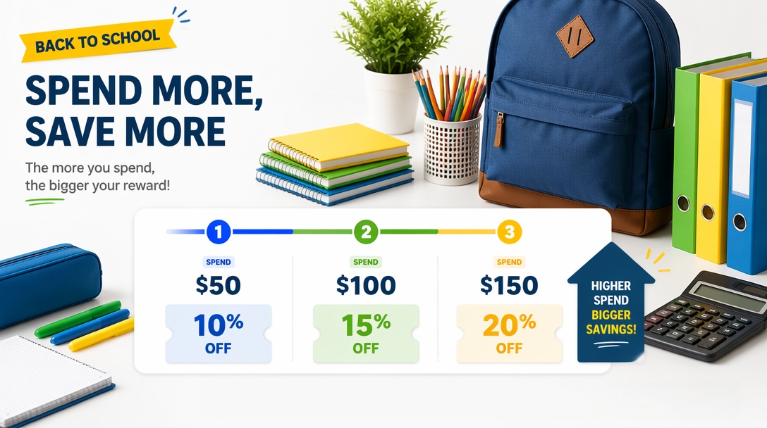 Back-to-School sale idea: Offer Tiered Savings