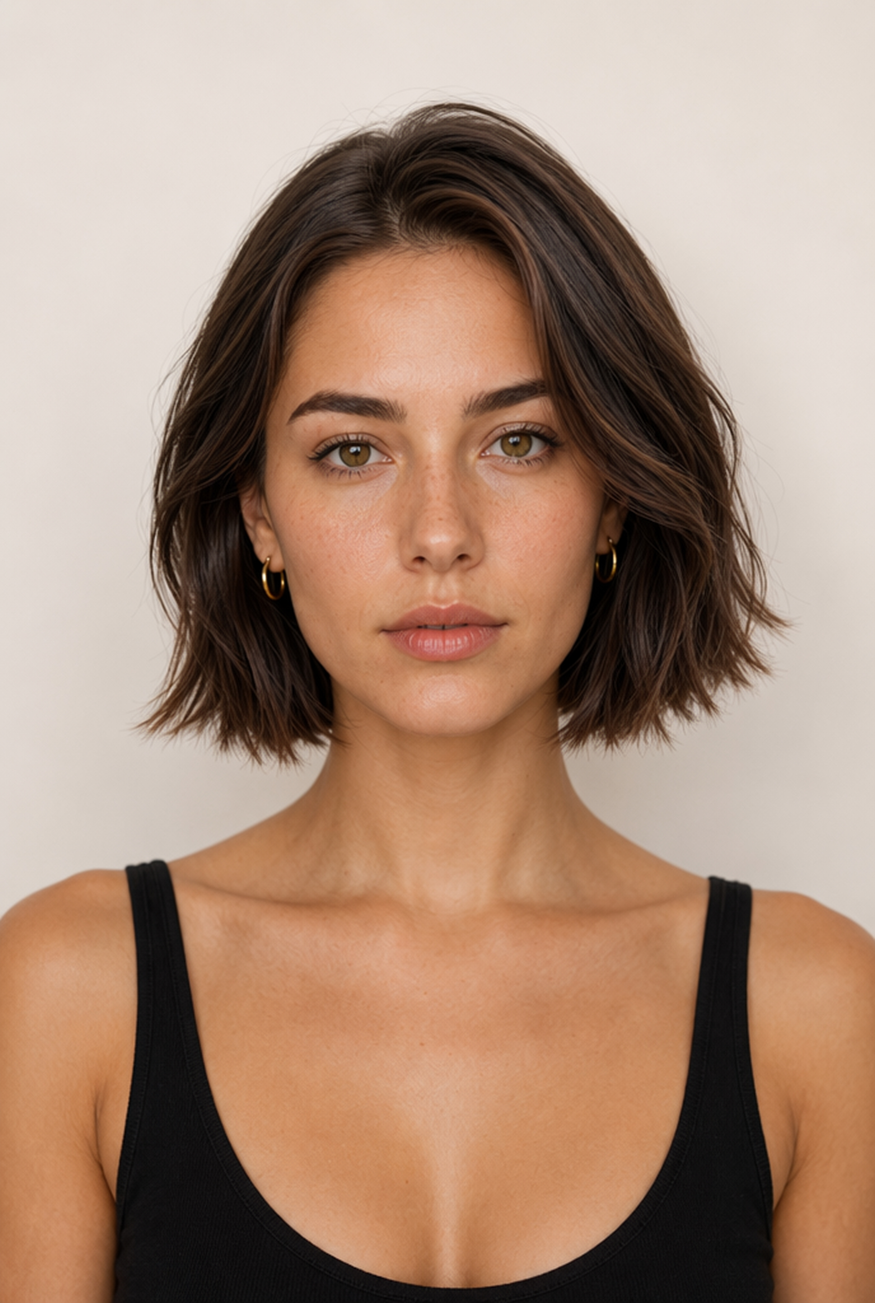 AI chin-length short bob preview on the original portrait