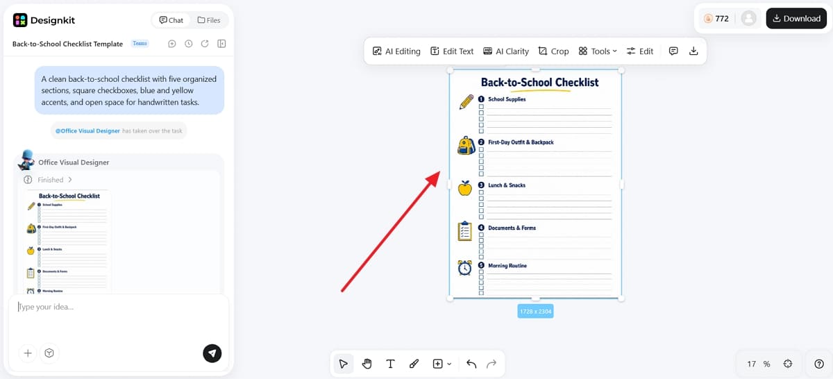 generate back to school checklist