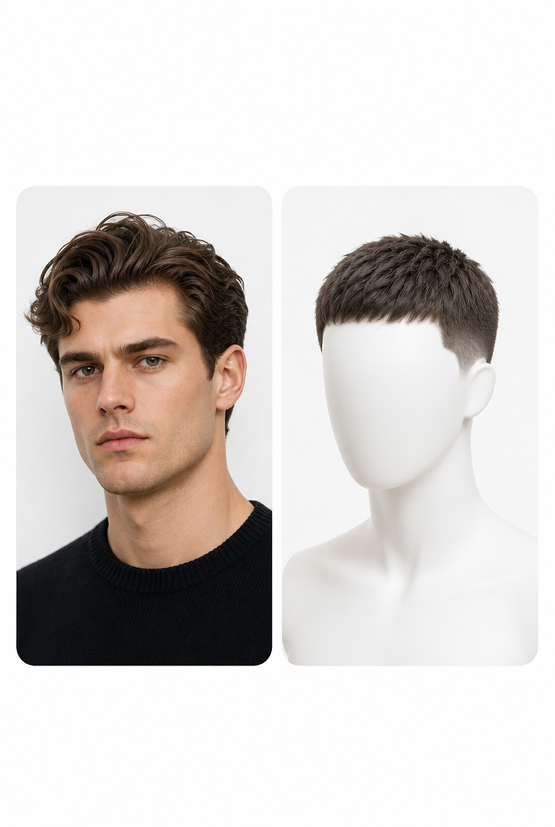 Male portrait with a textured buzz cut reference
