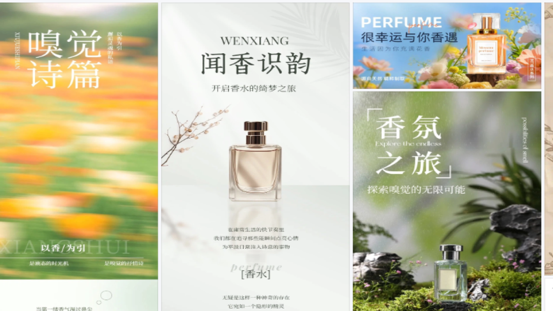 香水价格海报构图